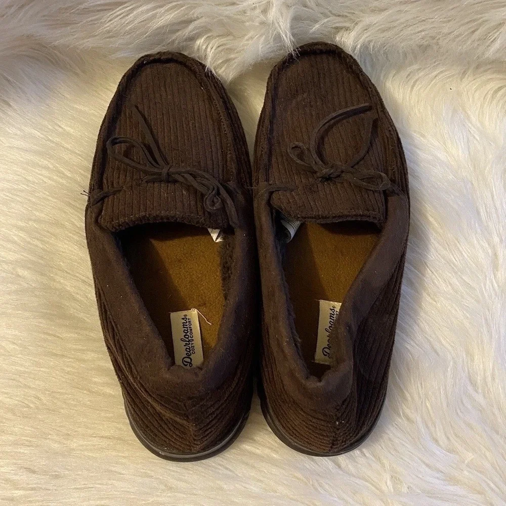 Dearfoams‎ Slippers Mens Size Large 11-12 Brown Slip On Shoes Cozy Comfort